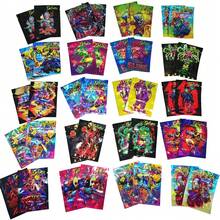 100 个混合卡通设计全息箔 3D 激光辐射风格自封聚酯薄膜袋，1g 防臭可重复使用拉链袋，用于礼品包装和储存，可重复密封防水礼品储存塑料包装袋