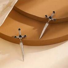 Fashionable Classic Versatile Crossed Sword & Cross Shape Stud Earrings