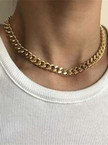 Tkool 1 pieza Collar de cadena gruesa elegante, accesorio de moda para mujer