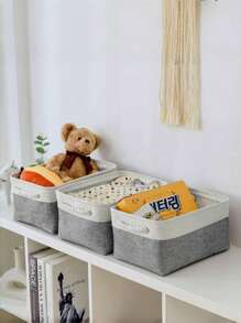 Storage Basket - Fabric Cube Organizer Basket For Bookshelf, Closet, Home Decor, Gift, Small Items, School Supplies, Misc Storage, Gray Medium Size