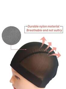 1 szt. czepek na perukę, czepek z wkładką do peruki, czepek z elastycznej siateczki z dużymi otworami, czepek z czarnej elastycznej peruki ze spandexu do wyrobu peruk, luźny regulowany pasek, lekki, oddychający, miękki, bezszwowa okrągła czepek, czepek do codziennej pielęgnacji koka, czepek do spania, czepek z siateczki o wysokiej elastyczności unisex (czepek na perukę M/L), jednolity kolor, swobodny, boho, poliester, pusty, do codziennego użytku, na wszystkie pory roku