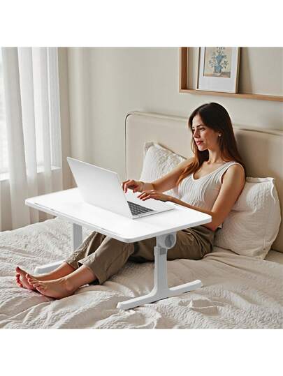 LILIIN Portable Foldable Laptop Tafel Height Adjustable Bedside 60 39.5 Cm Tablet Holder, Anti Slip Strip MDF Bed, Ofa Travel, Verlichting Gray/Warm White/Brushed Black/Walnut/White Maple view 9