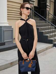 Bolso de mano para mujer, bolso de mano con forma de dumpling de gran capacidad, bolso de hombro de moda en azul, regalo de Navidad de invierno - Ver 3