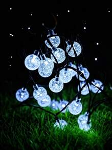 1 Conjunto de 20/30/50/100/200 Luzes de Corda Solares Esféricas de LED para Uso Externo, Luzes Solares Fadas Decorativas, Adequadas para Jardim, Terraço, Varanda, Casamento e Decoração de Natal, Ideal para o Natal