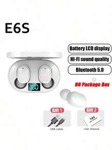E6S TWS Wireless Earphones Bluetooth 5.0 Headphones Waterproof Earbuds LED Display HD Stereo Bass Mic Wireless Headphones Bluetooth Earphone Control Sport Headset Waterproof Microphone Music Earphone Work On All Smartphone