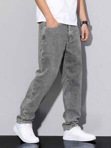 European & American Teenage Boys' Black Casual Fashion Denim Jeans - Grey - View 6