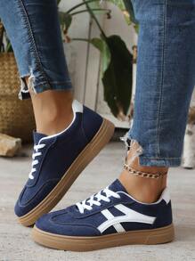 Women's Lace-Up Trainers Plus Size Sneakers, Modern Fashionable Outdoor Street Campus Versatile Casual Sports Shoes