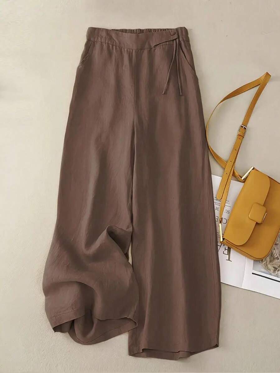 Women's Casual Loose Retro Drape Solid Color Pants
