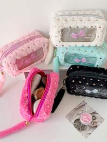 2025新款心形蝴蝶结化妆包，高品质大容量便携式旅行化妆品收纳包