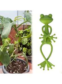 3pcs Creative Frog Plant Stand, Fun Green Frog Plant Holder, Frog Fixed Plant Rack Frog Support Frame, Vine Vertical Climbing Assisted Growth Clip, Suitable For Gardening/Potted Plants/Plant Decoration