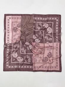 1pc Women's Bohemian Paisley Print Scarf, 90cm, Versatile Accessory Shawl, Suitable For Daily, Travel, Vacation, Beach And Other Occasions - Deep Red - View 3