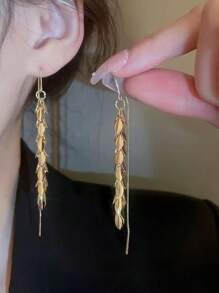 Pendientes elegantes con diseño de trigo dorado que combinan con atuendos diarios, accesorios de fiesta, decoración casual y de citas, artículo de moda