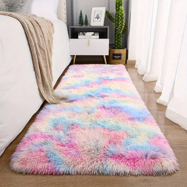 1 Piece Rainbow Plush Soft Children's Carpet For Bedroom Soft Furry Carpets Living Room Kids Baby Room Nursery Playroom Cute Room Decor Area Rug