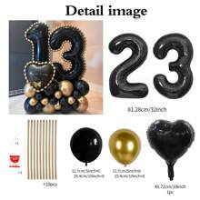 43pcs Black Number Column Balloon Set, Includes 32 Inch (81.28cm) Black Number Foil Balloons, Black & Metallic Gold Round Latex Balloons, Suitable For Anniversary, Birthday Decorations, Brides, Wedding Decor, Graduation, Festivals, Party Decor