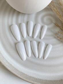 10 piezas de uñas en forma de almendra prensadas a mano, arte de uñas personalizado y hermoso, uñas postizas, DIY, uñas personalizadas, Halloween, uñas blancas, uñas con patrones personalizados para usar en las manos, suministros reutilizables de arte de uñas para niñas y señoras en bodas, fiestas, escenas festivas, regalo de un kit de uñas