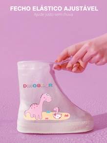 Freedom 1 par de cubiertas de botas de lluvia de PVC para niños, con diseño de dinosaurio de dibujos animados, cubrecalzado impermeable con cordón frontal, cubierta de zapatos reutilizable antideslizante para exteriores, para la escuela, oficina, hogar, viajes, útiles escolares