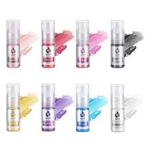 Espray de Brillo Comestible - 8 Colores Spray Brillante de Pastel Polvo Brillante Metálico Chispas para Decorar Galletas Chocolate Fresa, 5g/Botella