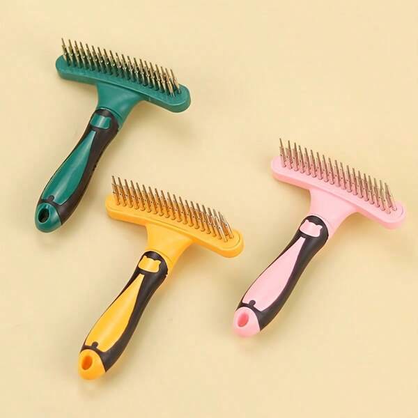 Double-Row Dog Grooming Comb - Dematting Tools For Dogs, Undercoat Shedding Comb, Adjustable Pins, Pet Grooming Tool