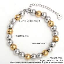 1pc Stretch Stainless Steel Bracelets Gold Sliver Color 2MM 5MM 8MM Stacked Ball Beaded Bracelet For Women Men Jewelry