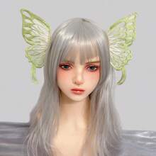 Horquilla gótica con alas de para Cosplay, tocado de demonio, cuernos Harajuku, pinza para el pelo de plumas bordadas, accesorios de Anime - Rosa - Ver 15