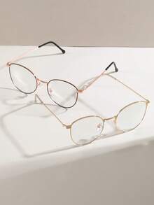 2pcs Metal Crafted Foot Decorations Photochromic Cat Eye Glasses, Fashionable Unisex - gradient gray - View 4