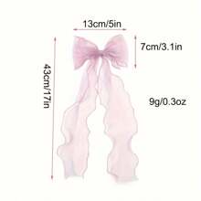 1 Elegant Mesh Ribbon Bow Hair Clip, Vintage Ponytail Stand, Fashionable Hair Accessory Suitable For Women And Daily Use