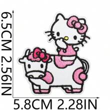 Sanrio Sanrio 1/17pcs Kt Cat Embroidered Cartoon Applique,Sewing Embroidery Applique Repair Patch DIY Crafts For Clothing Jacket Jeans Pants Dress Backpack Hat Decoration Gift
