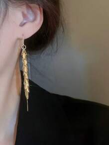 Pendientes elegantes con diseño de trigo dorado que combinan con atuendos diarios, accesorios de fiesta, decoración casual y de citas, artículo de moda