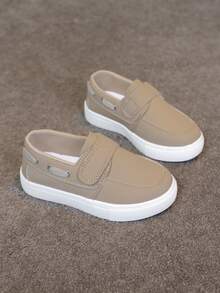 Kids' Hook And Loop Design Skateboard Shoes, Soft Sole Non-Slip Casual Sneakers For Outdoor Activities - Grey - View 2