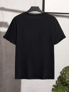 Rainbow Fox LGBTQ+ Inspired All Season Casual T-Shirt For Men, 220g Heavyweight Gift For Boyfriend Menswear Top Streetwearround Tee, With Rainbow Tailed Fox Design - Black - View 2