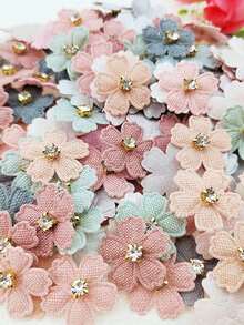 100pcs Polyester Sewing Decoration, Modern Flower Shaped Sewing Decoration For Home - Multicolor - View 8