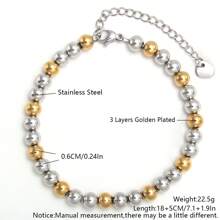 1pc Stretch Stainless Steel Bracelets Gold Sliver Color 2MM 5MM 8MM Stacked Ball Beaded Bracelet For Women Men Jewelry