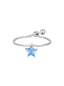 MODIAN MODIAN 925 Sterling Silber Mode glänzende Sterne geometrischer CZ-Anhänger verstellbare Gliederkette Ringe für Frauen Edel-Schmuck