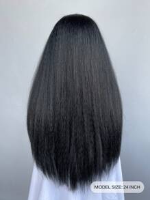 Yaki Long Straight Wig 13 * 4 * 1T Lace Wig Black Yaki Straight Hair Gradient Brown Wig Black Fluffy Long Hair Wig