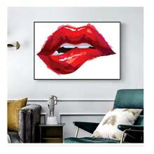 1pc Frameless Abstract Fashion Sexy Red Lip Art Canvas Posters Vintage Painting Wall Arts Modern Minimalist Living Room Bedroom Dormitory Study Bar Coffee Shop Office Wall Decoration Home Decoration