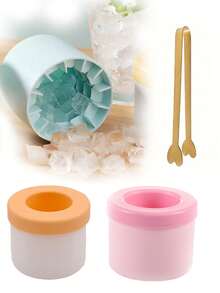 Teal Blue Silicone 2-In-1 Ice Cube Maker & Mini Ice Bucket With Lid, Portable & Flexible Squeeze Ice Mold For Easy Release Small Cubes, Food-Reusable Drink Chiller For Home Kitchen, RV, Camping, Outdoor Parties, Modern Space-Saving Design For Freezer, Ideal For Soda, Wine, Beer, Cocktails, Cold Beverages, Stylish & Convenient Bar Accessory For Everyday Use.