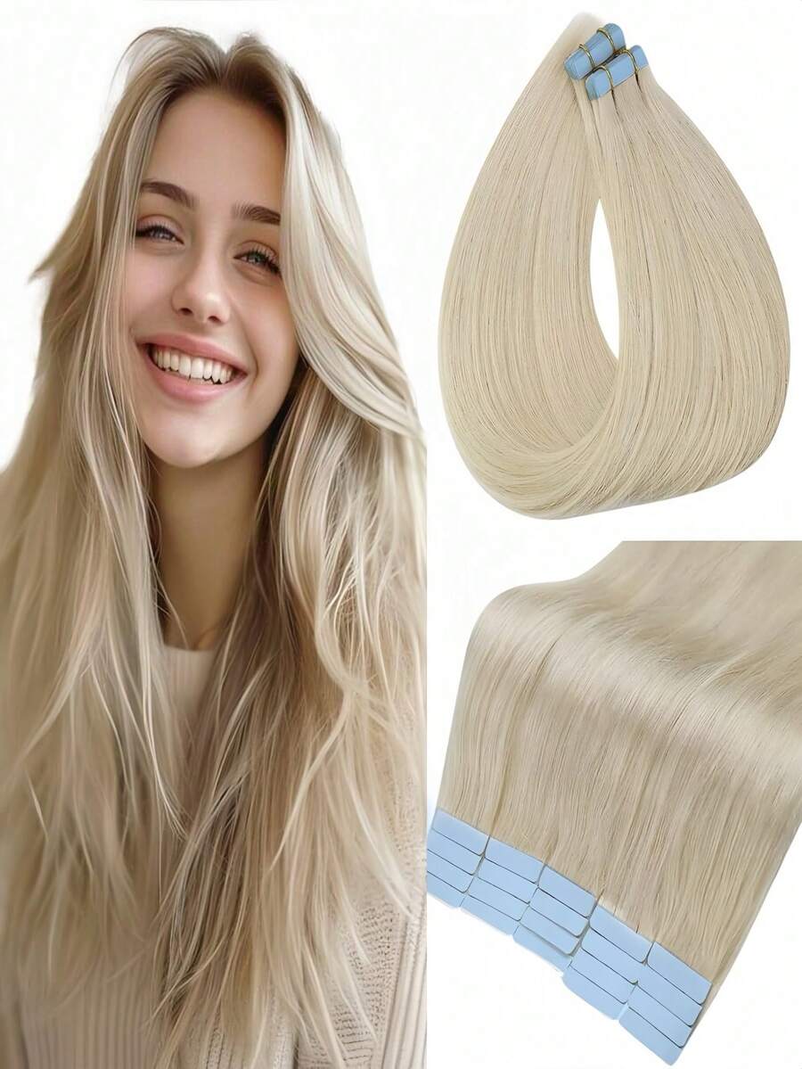 50G/Gói 20 Chiếc Băng Dính Tóc Nối Tóc Người Thẳng Brazil Liền Mạch Tóc Người Thật Nối Tóc Cho Phụ Nữ