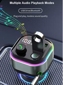 Svintora Auto Bluetooth 5.4 Adapter mit 65W PD3.0 Schnelllade, FM-Sender, automatische Wiederverbindung, Doppel-C- und USB-Anschlüsse, intelligenter Schutz, 7-farbige LEDs für Autos / Lkw / Autos (Upgrade 2025)