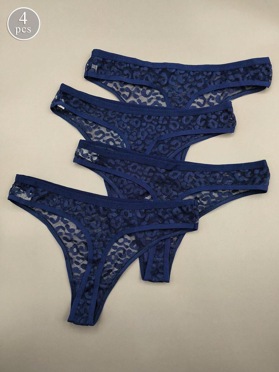 Set de 4 tangas de encaje de cintura baja multicolor