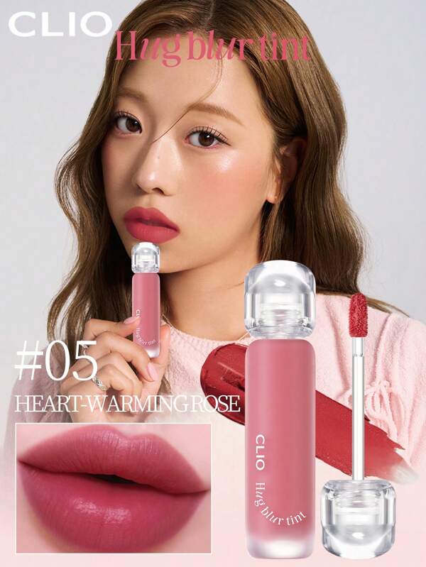 Clio K-Beauty HUG BLUR TINT, cremiger samtiger matter Lippen Schlamm, Flüssiger Lippenstift, leicht, langanhaltend, angenehm, nicht klebrig, maskenfreundlich, kein weißer Film, tägliches Make-up, koreanisches Make-up