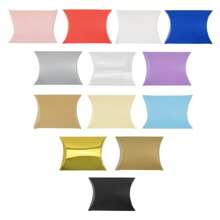 50PCS Paper Gift Pillow Boxes Candy Chocolate Gift Packing Wrap Pouch Pie Bags For Wedding Birthday Baby Shower Party