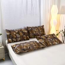 3pcs Printed Brushed Bedding Set[1pc Comforter Cover + 2pcs Pillowcases],No Bed Sheet,No Filler,New Design Stone Pattern,Soft & Comfortable Fabric,Suitable For Bedroom, Hotel, Dormitory, Homestay