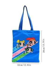 THE POWERPUFF GIRLS Cartoon Style Angel Cop Canvas Shoulder Bag, Cute Fashion Tote Handbag For Girls