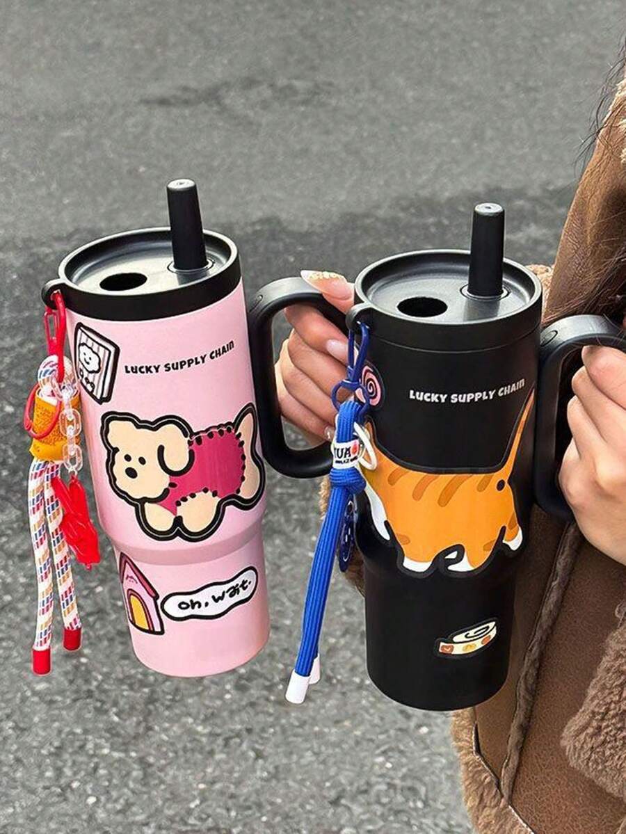 Cốc đá lớn bằng thép không gỉ 316, dung tích lớn, có ống hút, hoàn hảo cho ô tô, có tay cầm. - Nhiều màu - Xem 1