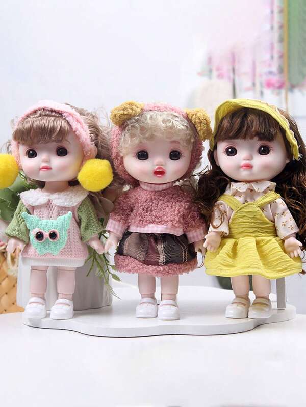 22cm Luxury Doll With Golden Curly Hair - Miniature Handmade Collectible, Girls' Christmas & Birthday Gift