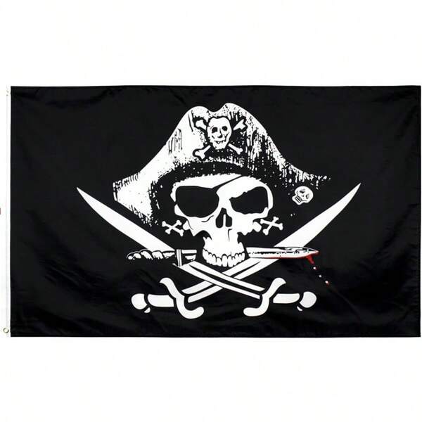 Bandera de pirata de 3x5 pies, bandera de pañuelo rojo de pirata, material de poliéster, banderas decorativas de jardín con ojales