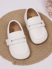 New Kids Hook And Loop Non-Slip Soft Bottom Simple British Retro Flat Shoes, Suitable For Spring And Autumn - White - View 3