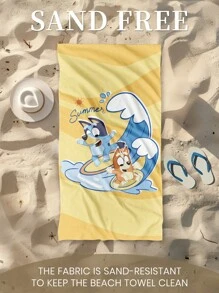 Bluey 1pc Bluey Beach Towel, Surfing And Bluey Pattern Swim Towel, Bath Towel, Fashion Style Beach Towel, Super Absorbent Bath Towel For Bathroom, Swimming, Fitness, Yoga, Soft And Comfortable Microfiber Towel, Lightweight And Portable, Wind And Sun Protection, Sandproof For Summer Travel, Vacation Holiday Bathroom Decor,Recommend Regular Sizes And Larger Sizes, (35*75cm Small Size Towel,150cm Or Above Recommended)