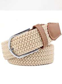 1 pieza Cinturón tejido elástico, cinturón de lona casual para mujer, cinturón elástico para hombre