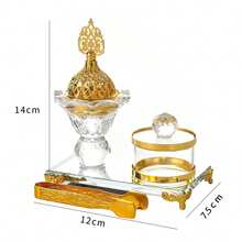 4pcs/Set Crystal For Lotus Glass Incense Burner Set, Crystal Incense Burner Luxury Diamond Muslim Censers Sticks Hold For Home Wedding Decoration ,Lotus Crystal Incense Burner Aromatherapy Burner Living Room Decoration Incense Burner Set ,Used For Office And Home Decoration